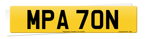 Registration number MPA 70N